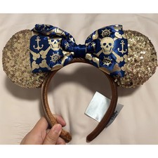 Pirates of the Caribbean Minnie Mouse Ears Disney Parks Gold Sequin Headband US