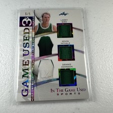 2025 Leaf In The Game Used GAME USED TRIPLE PATCH BIRD MCHALE DJ CELTICS 5/5