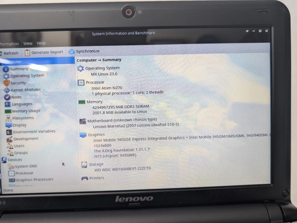 Netbook Lenovo IdeaPad S10-2 10.1" Atom N270 2GB CPU Foto 3 de 4