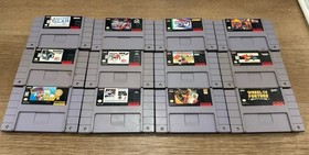 Super Nintendo SNES System Console With 2 Controllers, AC & A/V Cords, 12 Games