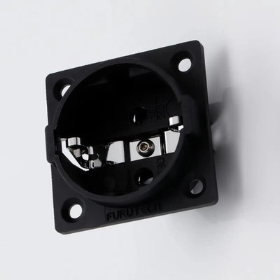 Rhodiniert AC 250V 16A EU IEC Stecker Einlass Adapter Steckdose Schuko Chassis