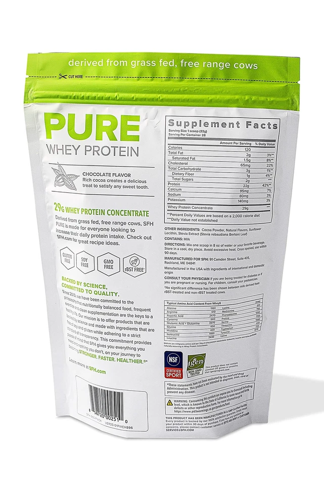 SFH Pure Whey Protein em pó chocolate melhor sabor soro alimentado com grama | All Natu... - Imagem 2 de 4