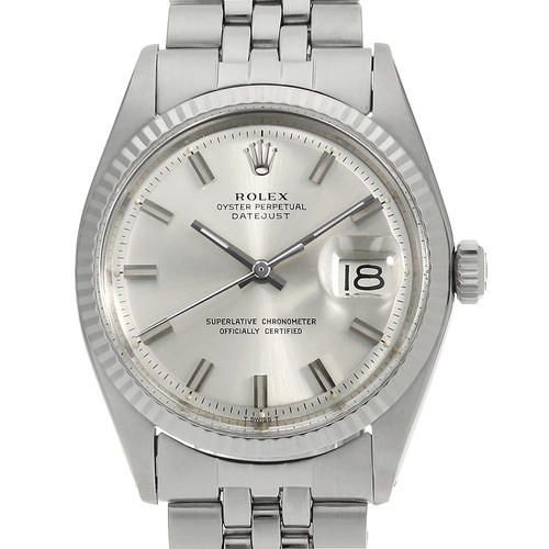 ROLEX Datejust 1601 Silver bar 28 Number antique mens