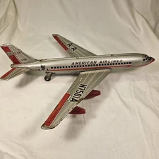 Vintage American Airlines Tin Toy Airplane Japan 1950s 16in Litho N7501A Prop Pl