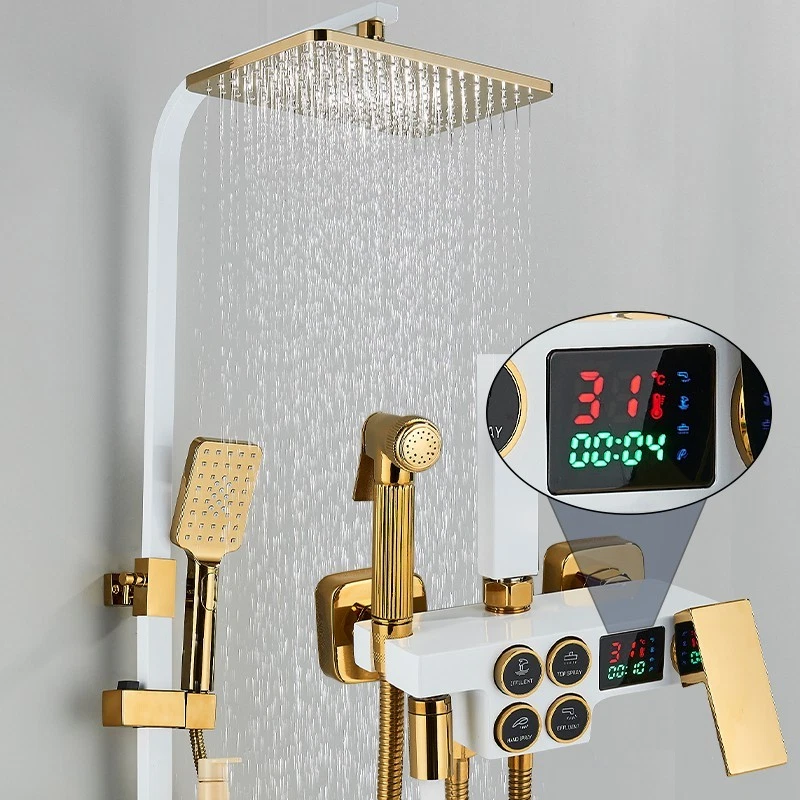 LED Duschset Regendusche Duscharmatur Mischbatterie mit Handbrause Duschsystem