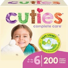 Cuties Complete Care Baby Diapers Unisex Size 6 Over 35 Pounds Heavy Absorb 200