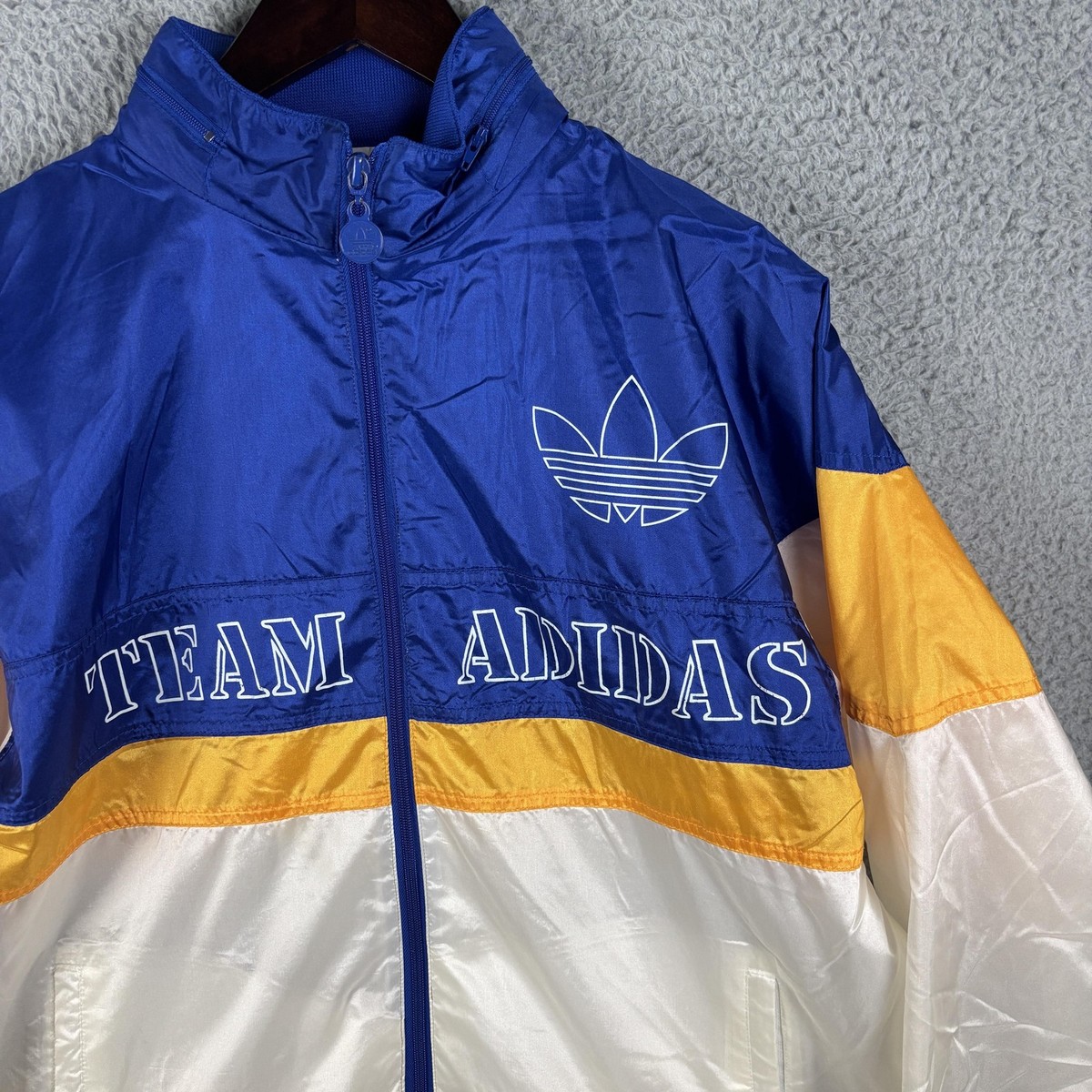 Vintage Adidas Jacket Mens Large Blue Yellow White Team