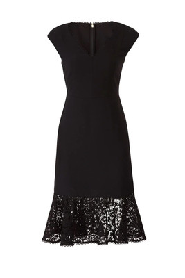 DRAPER JAMES Women's Size 2 Black Collection Tulip Lace Hem Sheath Dress