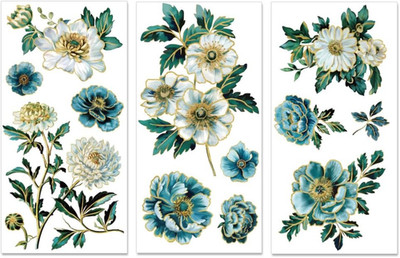 3 Sheets Rub on Transfers for Crafts and Furniture, Vintage Flower Rub on Decals
