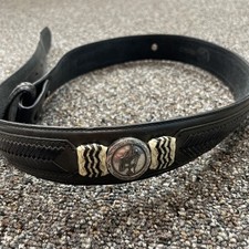 Silver Creek Belt 1980s Vintage Black Leather Size 34 Western