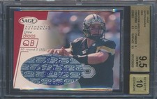 2001 SAGE Red Autograph /749 #7 Drew Brees Rookie Card Graded BGS 9.5 Auto 10 *1