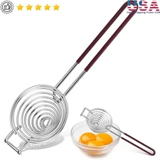 Stainless Steel Egg White Separator W/ Extended Handle & Easy to Clean Design US