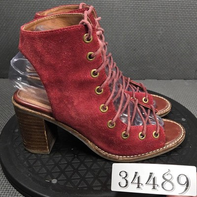 Jeffrey Campbell Sandals Shoes Womens Size 6.5 Red Suede Gladiator Lace Up Heels