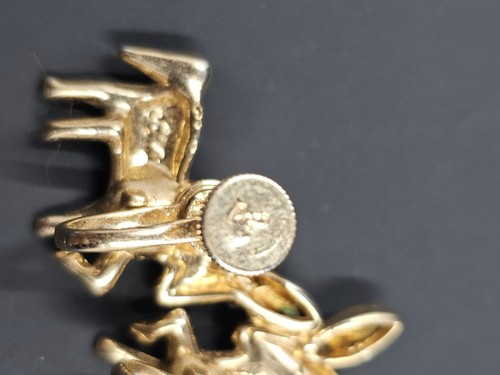1945 Adolph Katz Coro Dancing Donkey Brooch & Earring Set Goldtone Rhinestone - Picture 10 of 11