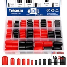 300Pcs Rubber End Caps - Black Round Vinyl End Caps Bolt Screw Black red