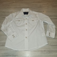 Wrangler Long Sleeve Button Down Western Shirt Youth White Size Boy's XS 3/4
