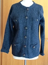 Strickjacke Cassini Gr. 38 Lammwolle 40 % Angora Jacke Pullover Strick Blau-grau