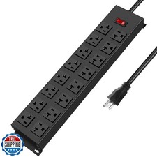 JUNNUJ Heavy Duty 20 Amp Power Strip with Surge Protection 3000J, Garage 16 O