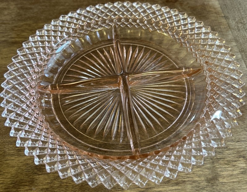 Anchor Hocking Pink Depression Glass Miss America 4 Part Divided Relish