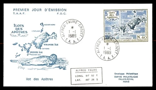 Mayfairstamps French Southern and Antarctic Lands FDC 1989 Map Ilots des Apotres