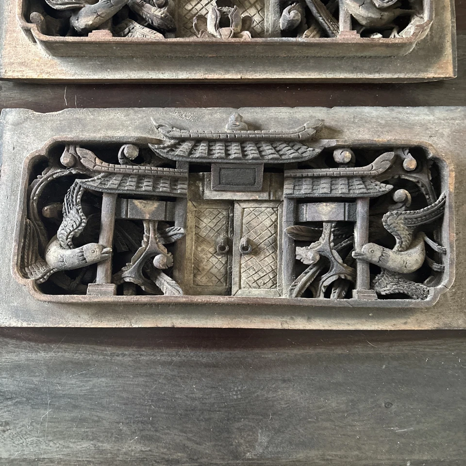 Relieve de madera tallada dinastía Qing 2 Foto 3 de 4