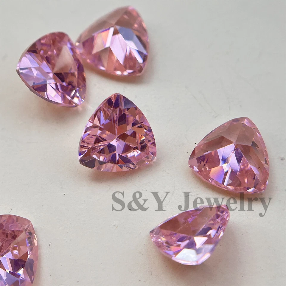 Circonita cúbica suelta corte trillón color rosa alta calidad 20 piezas piedras preciosas circonita cúbica Foto 2 de 4