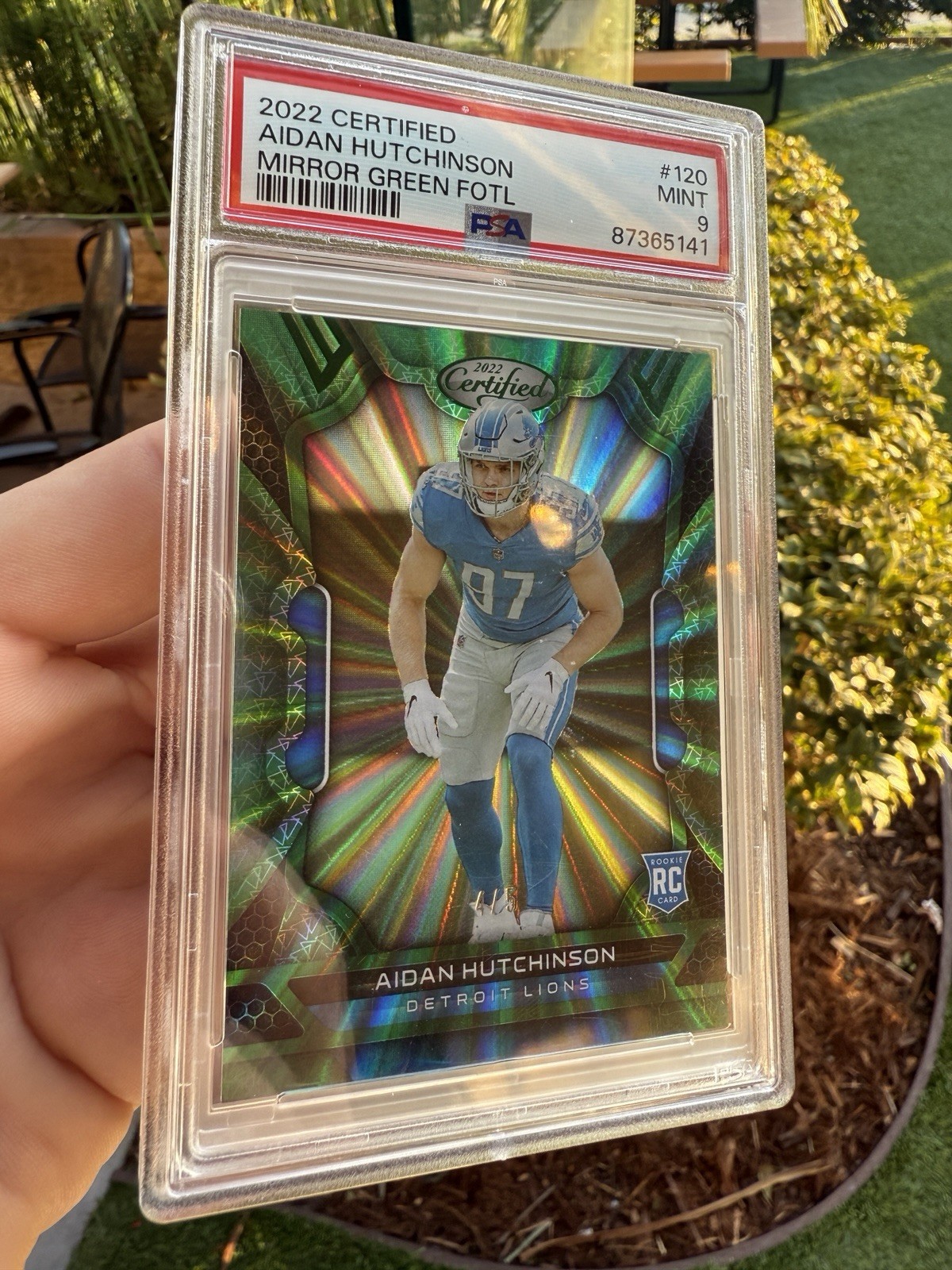 Aidan Hutchinson 2022 Certified Mirror Green Foil Rookie Card /5