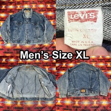 VTG 80s Levis Men’s Sz XL Made in USA White Tab Blue Denim Trucker Jacket Button