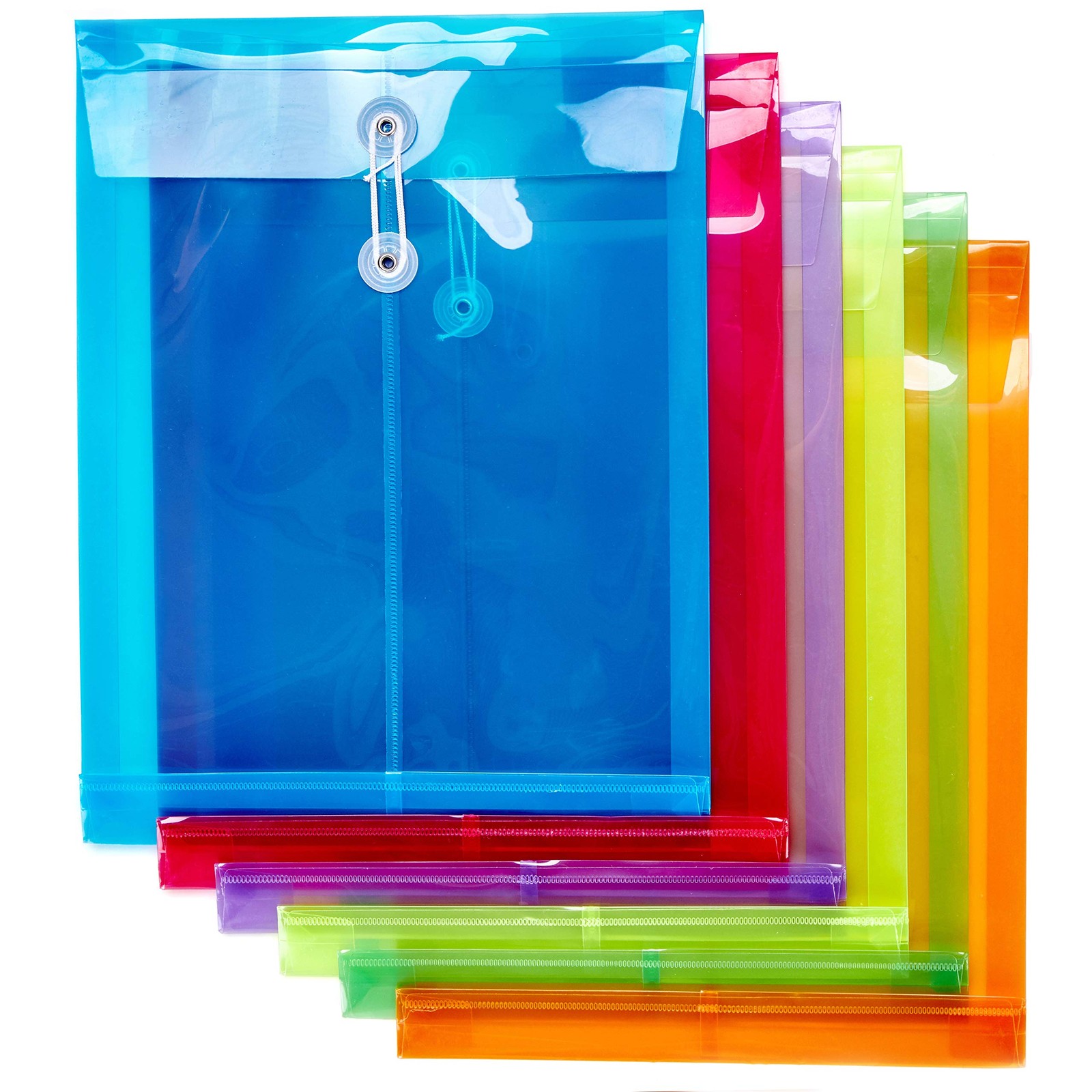 6 Pack Plastic Envelopes Poly Envelopes Expandable Files Document Folders with B