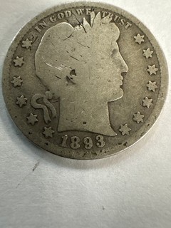 Semi Key Date 1893 S Barber Quarter