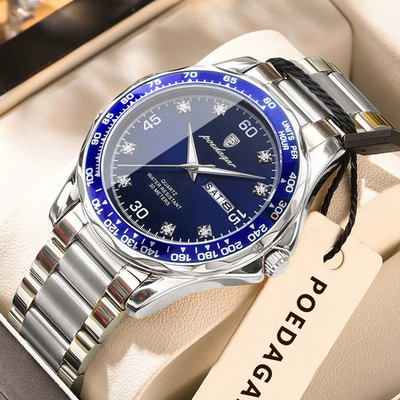Luxus Herren Uhr Wasserdicht Leucht Datum Woche Männer Armbanduhr Edelstahl