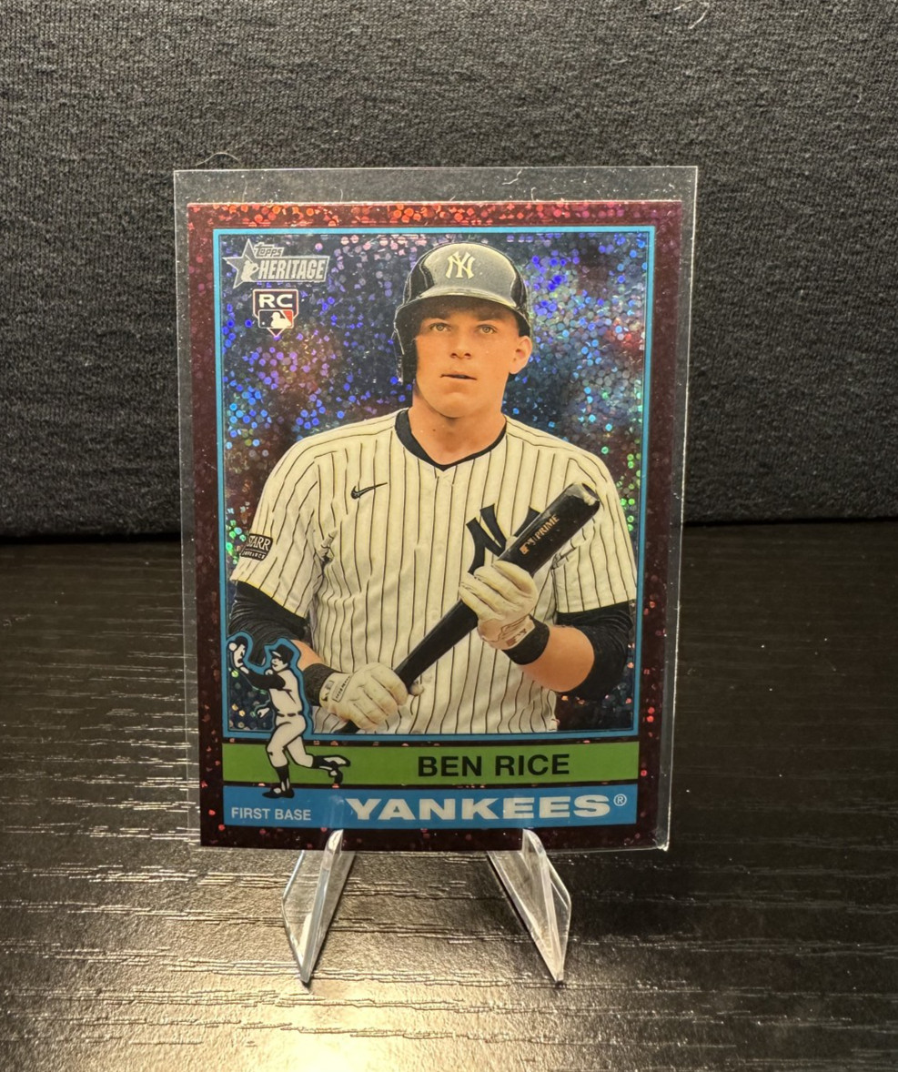 2025 Topps Heritage - Ben Rice #406 Chrome Burgundy Sparkle Refractor (RC)