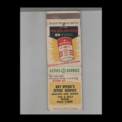 Matchbook Cover Cities Service Gas Station Ray Spang's Racine, WI