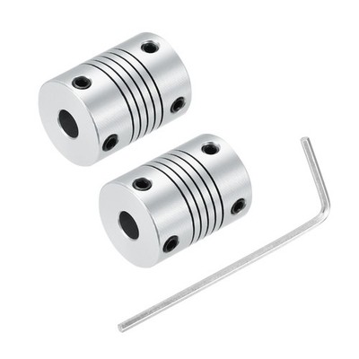 2 Stück Wellenkupplung 4mm bis 4mm L25xT19 Flexkupplung Träger versilbert