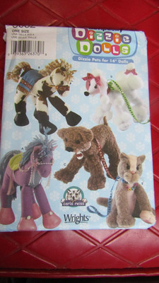 UNCUT Simplicity DRIZZLE DOLLS HORSES DOGS CAT Sewing PATTERN #5682 - 2003