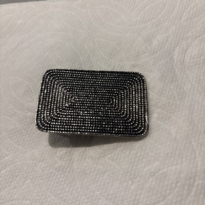 Vintage 60 s French Diamond Beaded Pattern Pewter Belt Buckle