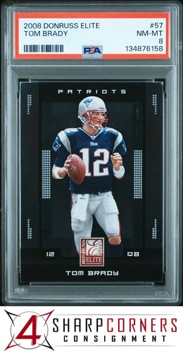 2008 DONRUSS ELITE #57 TOM BRADY PATRIOTS PSA 8