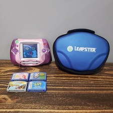 LeapFrog Leapster Learning System Pink Console Bundle w/ 4 Games  Case