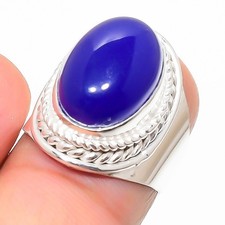 Blue Onyx Gemstone Handmade 925 Sterling Silver Jewelry All Size Ring For Gift