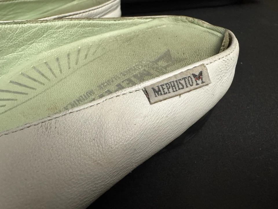 Mujer 8.5 Mephisto Cuero Blanco Sin Cordones Mules Zapatos Mocasines Zapatos Foto 3 de 4