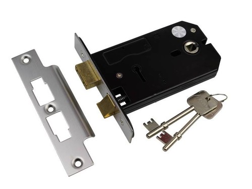 Horizontal Moritice Door Lock 127mm 5" Satin Finish Replaces Union 2077 3 Lever - Picture 2 of 3