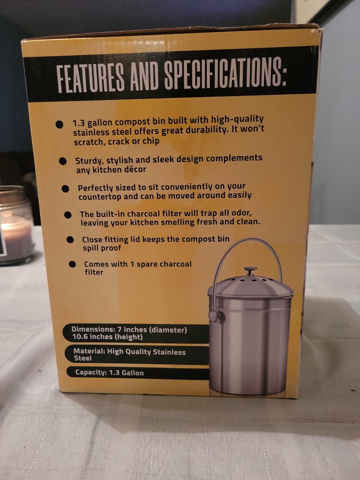 Utopia Kitchen UK0051 1.3 Gallon Compost Stainless Steel Bin Silver 754207387623 eBay