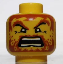 Lego Yellow Viking Head with Orange Beard Stubble Screaming