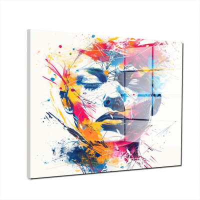 Wunderschönes Gesicht Splash Pop Art Acrylglas Wandbild Bild Wanddeko XL