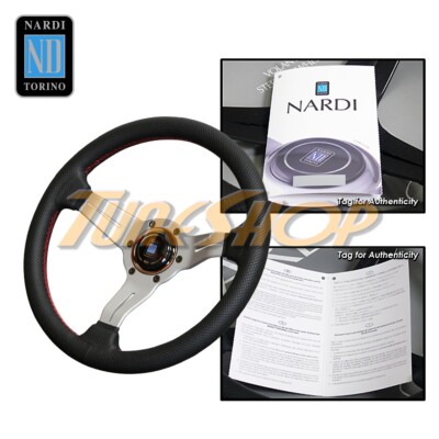 ITALY NARDI RALLY DEEP CORN 330MM STEERING WHEEL BLACK PERFORATED LEATHER RED/S