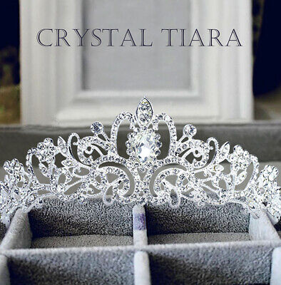 Wedding Bridal Crystal Rhinestone Silver Headband Crown Tiara Hair Jewelry Prom 