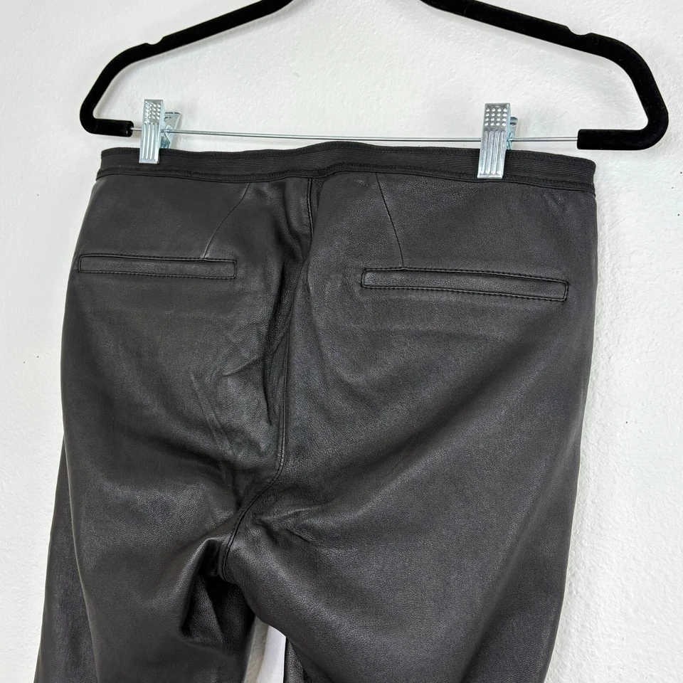 Pantalones Escada Sport de Cuero de Cordero Talla 38 M L Pull On Negro Pierna Ajustada Foto 3 de 4