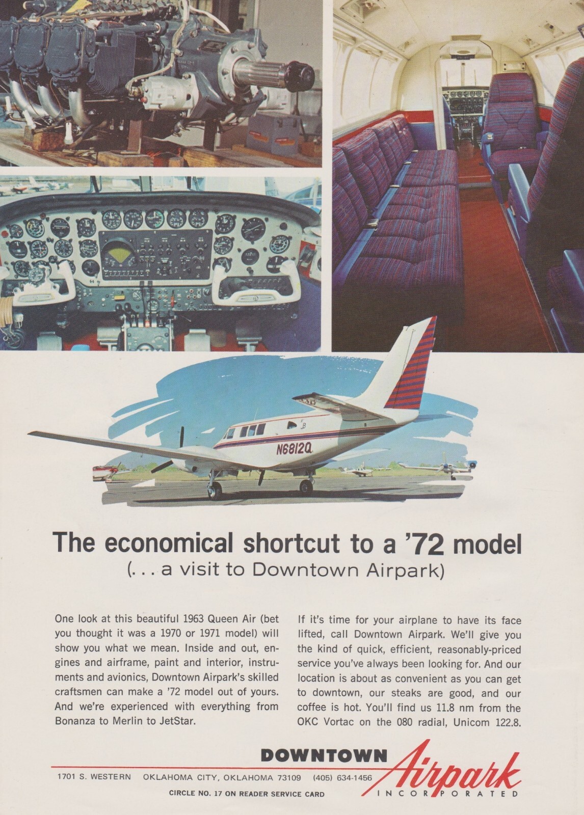 Aviation Magazine Print -  Downtown Airpark Oklahoma City Beech Queen Air (1972)