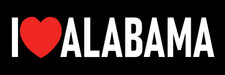 6 Stickers I Love Alabama Large 3x9, 2 Medium 2x6, 3 Small 1x3 Heart Alabama