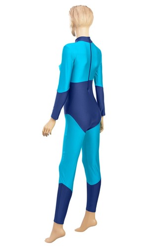 Ganzanzug Turnanzug Catsuit "Lisa" zweifarbig Marine-Türkis stretch shiny - Bild 5 von 9